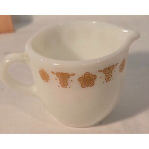 Vintage Pyrex Woodland Creamer Brown Floral Milk Glass 1970s Corning